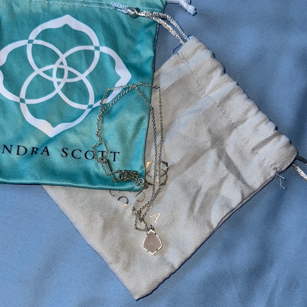 Kendra Scott Silver Necklace with Cream Pendant